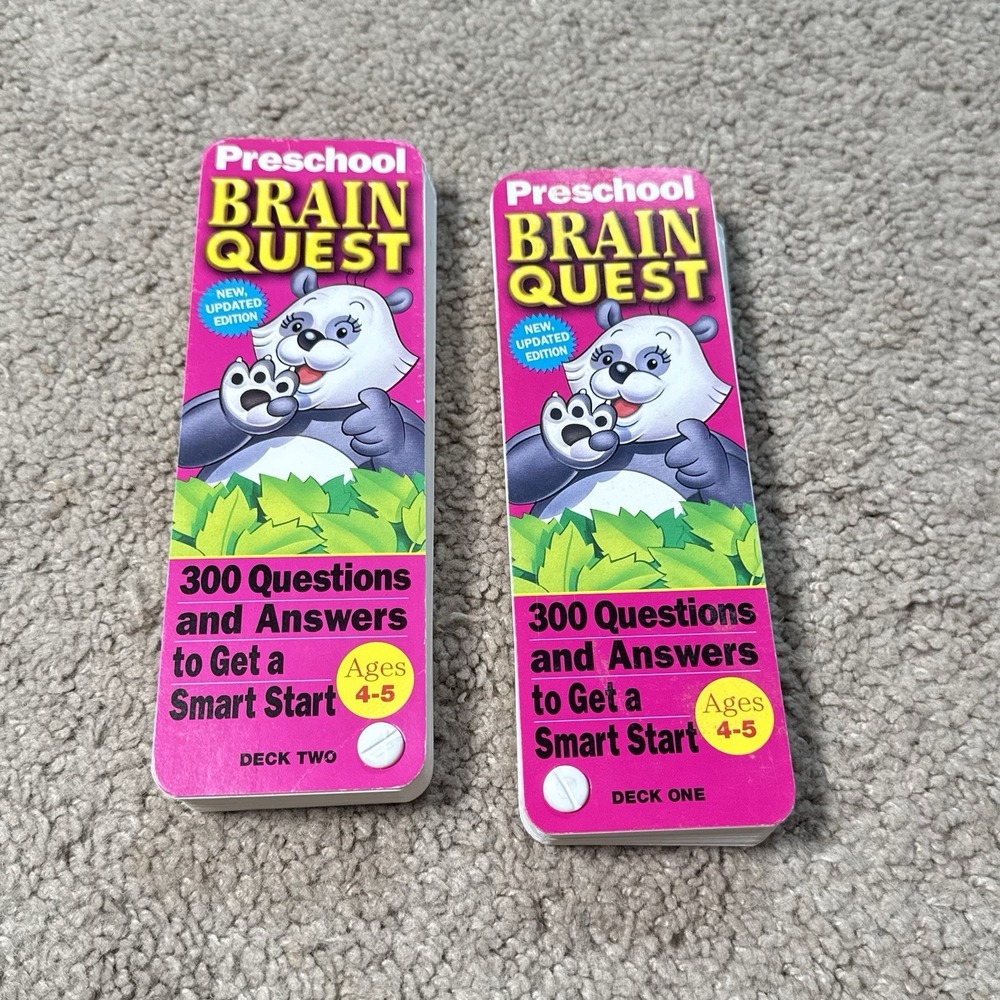 Vintage Brain Quest Preschool Ages 4-5 Deck 1 & 2 Workman 600 Questions Retro